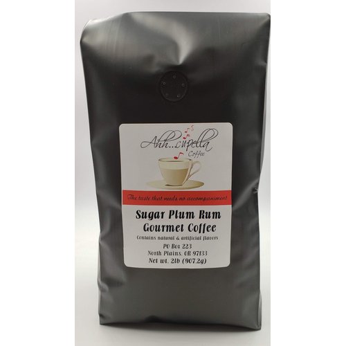 Ahh..Cupella Premium Gourmet Sugar Plum Rum Flavored Whole Bean Coffee, 32oz bag