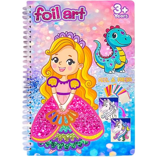HBKJ Foil-Fun Art Gift for Girls - Magic Princess Gifts Foil Art Craft Stickers Book Supplies for Girls 4-5-6-7-8-9 Year Old Toddler Kids Activity Kit Travel Toys Christmas Birthday Gifts