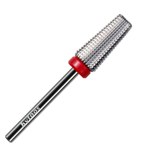 HYTOOS Fine 5 in 1 Nail Drill Bits, Safety Carbide Nail Bit, Straight Cut Tapered Drill Bits for Nails, 3/32 Two-way, Electric Manicure Drills Accessories