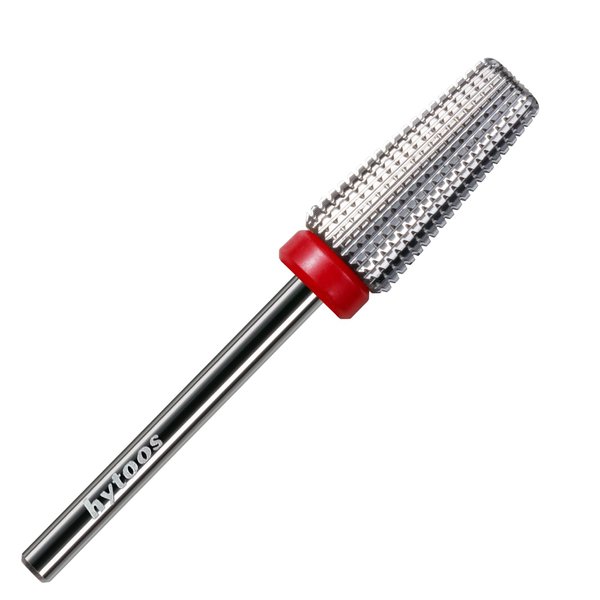 HYTOOS Fine 5 in 1 Nail Drill Bits, Safety Carbide Nail Bit, Straight Cut Tapered Drill Bits for Nails, 3/32 Two-way, Electric Manicure Drills Accessories