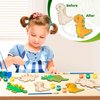 Dinosaur Party Favors - Pre-Packaged Set of 12 DIY Wooden Dinosaur Painting Set with Paint & Personalized Cards