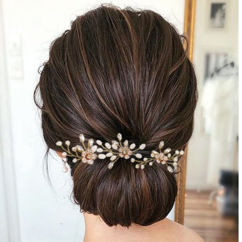 Heread Flower Bride Wedding Hair Pins Gold Rhinestones Bridal Hair Accessories Opal Crystal Head Piece for Women and Girls (Pack of 3)