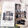 Rose Flower Press on Nails for DIY Manicure 24Pcs Glossy Black Rose Acrylic Medium Coffin False Nails Gel Glue on Nails Black Flower Fake Nails Stick on Nails for Women Girls Rose Flower Design