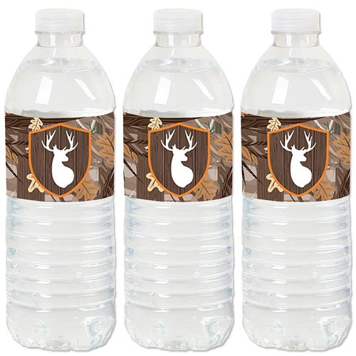 Gone Hunting - Deer Hunting Camo Baby Shower or Birthday Party Water Bottle Sticker Labels - Set of 20