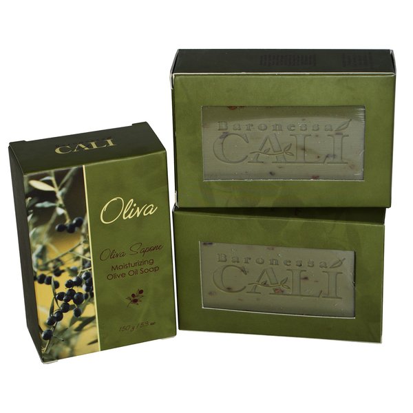 Baronessa Cali Oliva Green Sapone Moisturizing Olive Oil Soap - Classic Oliva Fragrance, Deep Moisturizing and Refreshing Olive Oil Bar Soap - 5.3 Ounce, Pack of 3