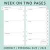 2024 Weekly & Monthly Planner Refill, 3-3/4" x 6-3/4", January 2024 - Dec 2024, Personal/Compact/Size 3