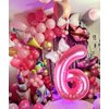 Kwuz 40 Inch Pink Number 6 Balloon with Mini Bow Balloon for Girls 6th Birthday Decorations, Pink Princess Western Cowgirl Theme Birthday Party Balloons Decorations Supplies