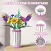 Vase for Lego 10280 10328 Flower Bouquet Building Decoration Set and Artificial Flowers, Pink Vase Building Blocks for Valentine's Day Gift for Her and Girls, Home Decoration, Vase Only