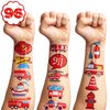 (96 PCS) Firefighter Fire Truck Fireman Temporary Tattoos Themed Birthday Party Decorations Favors Supplies Cute Tattoo Stickers For Children Boys Girls Games School Gifts Rewards Home Activity