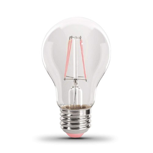 Feit Electric - A19/TPK/LED 25W Equivalent Pink Filament Dimmable Clear Glass Colored LED Light Bulb