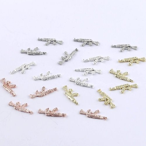 40pcs Alloy Gun Nail Charms,3D Retro Punk Gun Nail Art Charms Metal Gun Charms for Nails DIY Pistol Weapon Nail Charm AK Gun Nail Jewels for Nail Art Rhinestones Nail Accessories Nail Decor Supplies