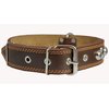 Genuine 1.6" Wide Thick Leather Studs Dog Collar Brown. Fits 19"-24" Neck, Rottweiler, Pit Bull.