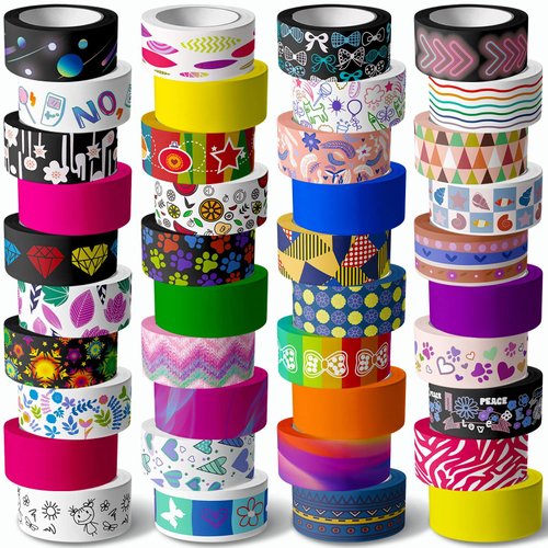 KUNMINGER 40 Rolls Washi Tape Set - 15 mm Wide Colored Masking Tape for Kids,Decorative Adhesive for DIY Crafts,Gift Wrapping, Scrapbooking Supplies,Bullet Journals,Planners,Party Decorations