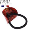 Camila Paris CP2968 French Hair Ponytail Holders Ties, Oval, Handmade, Red, Strong Hold Grip Elastic Band Hair Clips for Women, No Slip Soft Flexible Styling Girls Hair Accessories, Made in France