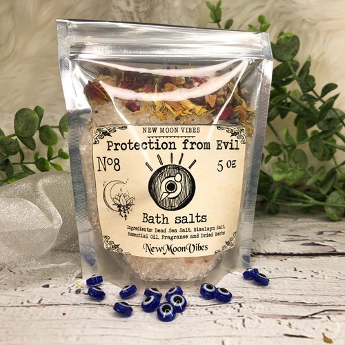 Protection from Evil Essential Oils Herbal Spell Ritual Bath Salts with Real Herbs Botanicals Infused Protect from Jealousy Gossip Forces Calming Create Peaceful Positive Space