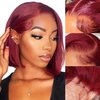 99j Burgundy Lace Front Wigs Human Hair 13x4 Transparent Hd Lace Front Wigs Human Hair Pre Plucked Bob Wig Human Hair Straight Bob Wigs For Black Women With Baby Hair Red Wig Human Hair 16 Inch
