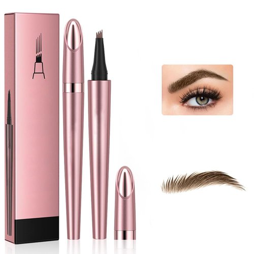 2024 New Magic Eyebrow Pencil, 3D Waterproof Microblading Eyebrow Pencil Contouring Pen, Long-Lasting Natural Fine Stroke Eyebrow Pencil, 4-Tipped Precise Brow Pen (Dark Brown)