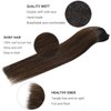 FUBILI Clip in Hair Extensions Ombre Remy Hair Extensions Clip in Human Hair Dark Brown to Chestnut Brown Double Weft Balayage Real Human Hair Full Head Silky Straight 18 Inch 7pcs 120g