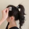 Myhiju Metal Hair Clips, 2 Pcs High Ponytail Clips for Women, Non-Slip Small Claw Clips for Thick Hair, Hair Accessories for Long Hair, Black & Silver