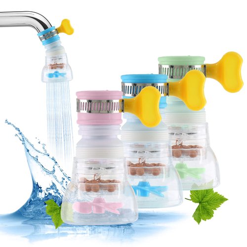 Zorveiio 3 Pcs Portable Faucet Mount Filters Purified Water Filter, Adjustable Tap Water Filter Faucet Removes Impurities Purified Hard Water for Kitchen Bathroom Tub Bathtub Shower Home