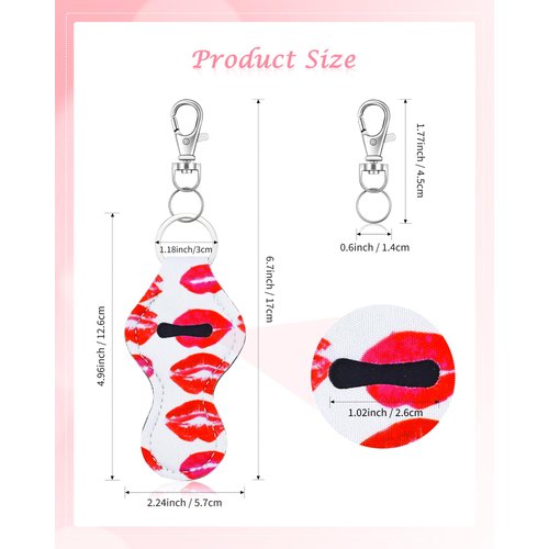 YETOOME 6 Pcs Chapstick Holder Keychain, Lip Balm Holder with 6 Sets Keyring Clips for Lipstick, Chapstick, Lip Balm, Lanyards