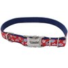 Coastal - Ribbon - Adjustable Dog Collar with Metal Buckle, Red with Paws, 5/8" x 12"-18"