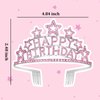 Jaciya Birthday Crown for Women Gilrs Happy Birthday Tiara Pink Birthday Party Decorations Metal Birthday Hair Accessories Happy Birthday Cake Topper