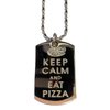 Hat Shark Keep Calm and Eat Pizza - Military Dog Tag, Luggage Tag Metal Chain Necklace