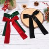 CEELGON 3 PCS Long Tail Velvet Hair Bows Hair Bow Set for Toddler Girls Long Ponytail Knot Bows Alligator Clip Hair Accessories for Girls and Women (Red, Green, Black)