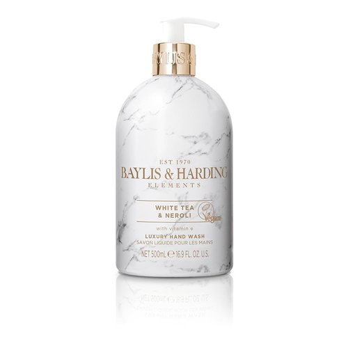 Baylis & Harding Liquid Hand Soap Wash with Dispenser, Elements, White Tea & Neroli, 16.9oz/500ml