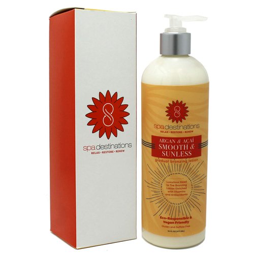 Spa Destinations Argan & Açaí Smooth & Sunless Gradual Bronzing Lotion 16 Ounce