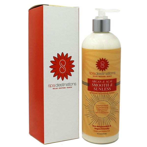 Spa Destinations Argan & Açaí Smooth & Sunless Gradual Bronzing Lotion 16 Ounce