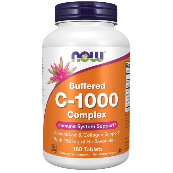 NOW Supplements, Vitamin C-1000 Complex with 250 mg of Bioflavonoids, Buffered, Antioxidant Protection*, 180 Tablets