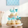 Ephlyn 24Pcs Boy Blue Cake Toppers, It's a Boy Cupcake Toppers with Swan Onesie Footprint, Baby Shower Theme Party Supplies, Decorations for Kids Boys Birthday Party Cake