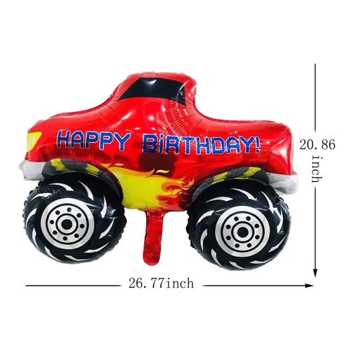 ALY 6PCS Monster Truck Foil Balloons for Kids 3rd Birthday Baby Shower Car Theme Party Decorations (Monster Truck 3rd Birthday)