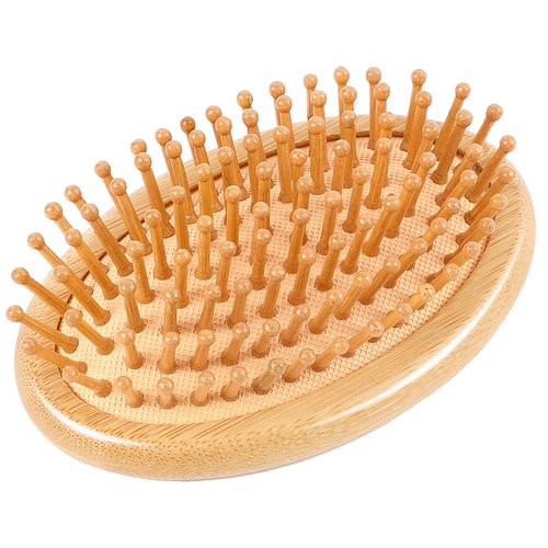Bamboo Brush for Hair Growth, Natural Wooden Scalp Massager Portable Travel Hair Brush Anti-Static Wooden Comb Detangling Hair Brush for Women and Men All Hair Types, Hair Care, No Handle Design