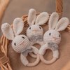 Crochet Baby Rattle, Baby Rattles 0-6 Months, Handmade Newborn Toys, Organic Wooden Baby Rattle, Animal Baby Rattle，Knitted Stuffed Animals Gifts for Baby, Bunny Rattle