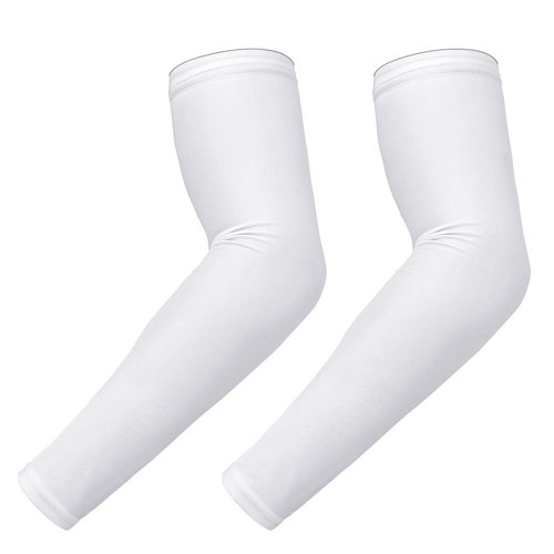 HDE Arm Sleeves for Men Women, Compression Sleeve Arm UV Protection Basketball Baseball Football White - S
