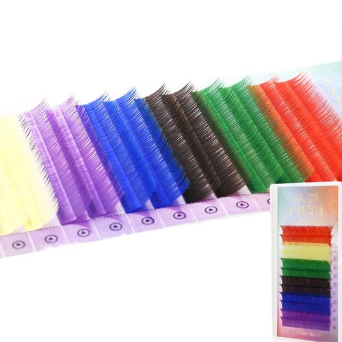 Scala 8-20mm Lashes 12 Rows 6 Colors Thickness 0.10 C Curl Individual Mink Eyelash Extension Rainbow Colored Eyelashes Natural Lashes Mix Tray (20mm)