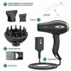 1875W Hair Dryer Tourmaline Lightweight Low Noise Blow Dryer 2 Speed and 3 Heat Settings Fast Drying AC Motor Hairdryer with Diffuser & Comb & Concentrator