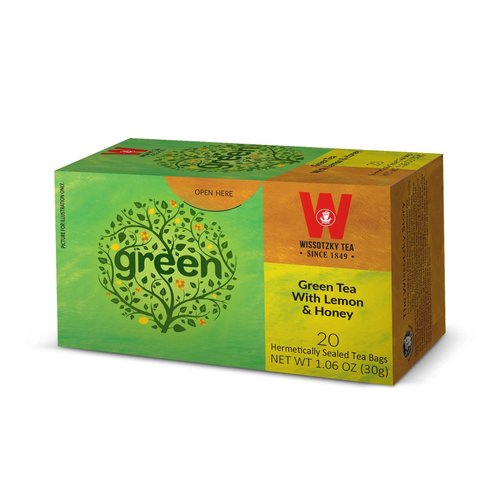 Wissotzky Lemon & Honey Green Tea, 20 Tea Bags | Antioxidant Rich | Soothing Honey Lemon Tea Blend | Green Tea Bags (1)