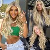 RECOOL Real Human Hair Balayage Light Blonde to Bleach Blonde Remy Invisible Wire Straight Clip in Hair Extensions(14 inch)