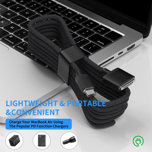 YBSGO 140W USB-C to Magnetic 3 Cable,6.6FT/2M Magnetic Charging Cable for MacBook Air 2024 M3 13/15inch,MacBook Pro 2023 M2 Pro & Max 14" 16",MacBook Air 2022/2023 M2,MacBook Pro 2021 Max&M1 14" 16"