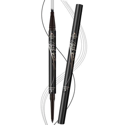 GGUP Microblading Eyebrow Pencil,Brow Pencil 2-in-1 Dual-headed Eyebrow Pen with 4-Prong Micro-Fork-Tip Applicator and Precise Brush-Tip Create Natural-Looking Brows, Stay on All Day, Black…