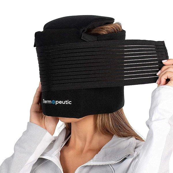 Thermopeutic Wearable Ice Pack Migraine Relief Cap | Tension Headache Relief Cap, Ice Cap for Migraines & Skin Ice Beanie Migraine Cap | Headache Ice Pack/Migraine Mask w/Compression Strap