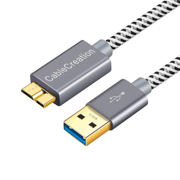 CableCreation USB 3.0 Cable, 6.6FT, Micro B to A, 5Gbps Data, External Hard Drive Cord for WD, Toshiba, Seagate, Galaxy S5, More