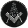 Square & Compass Round Masonic Auto Emblem - [Black & Silver][3'' Diameter]