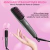 Househerb Hair Straightener Brush, with 200 Million Negative Ions, 9 Temp Settings (290℉-450℉), MCH Fast Heating, Dual Voltage, 2-in-1 Straightening & Curling, Portable Ionic Brush for Travel