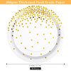 Aneco 60 Pieces 7 Inches Disposable Paper Plates White and Gold Foil Dot Dessert Plates Round Paper Plates for Wedding Bridal Shower Birthday Party Decorations
