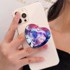 Ksadiye Expandiing Moblile Phone Grip Heart Glass Holder for Smartphones, Cell Phone Collapsible Stand（ Purple Pink Diamond